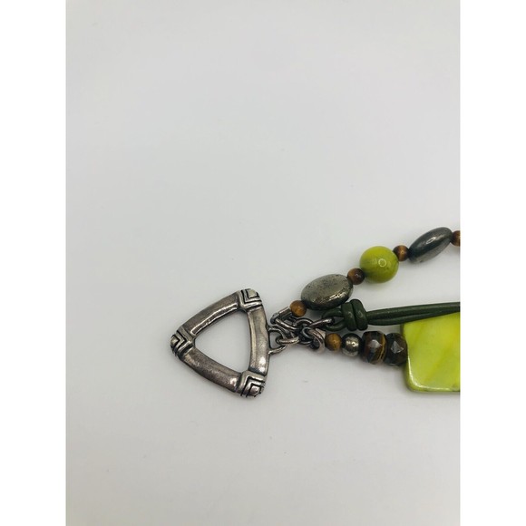 Silpada Sterling Silver Bracelet~Green Mother of Pearl ~Leather ~PyriteTiger Eye - Picture 2 of 12